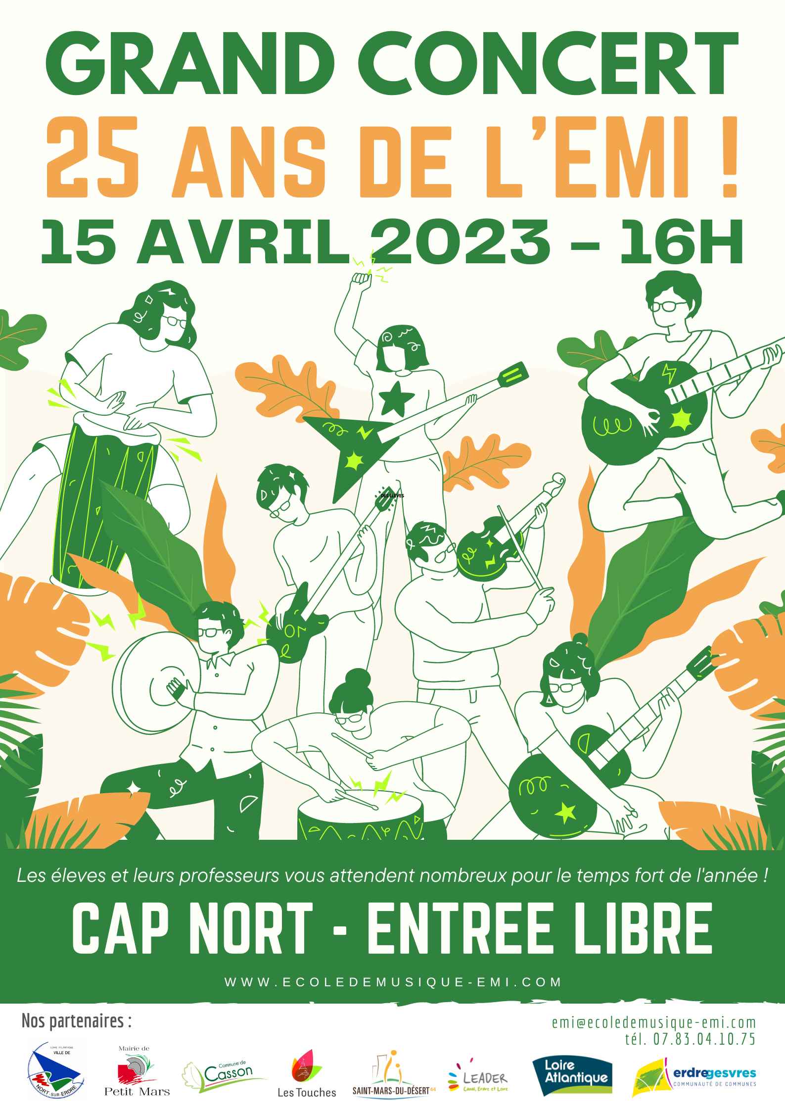 Grand concert de l’EMI à Cap Nort samedi 15…