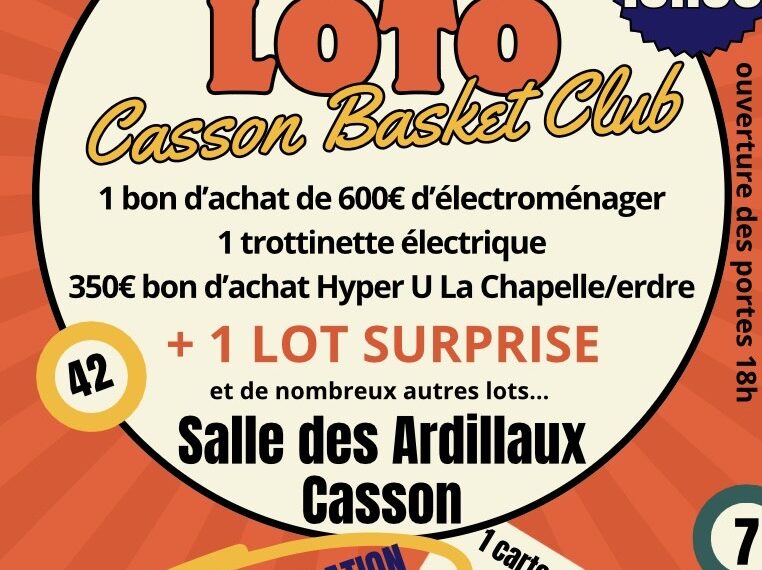 Loto organisé par le Casson Basket Club