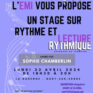 Stage d'Avril : Rythme et lecture rythmique 93 2024 04 22 Stage rythme