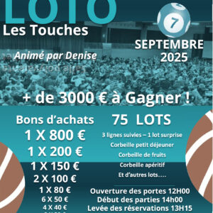 Super Loto du NACLT Basket 34 Flyer loto Denise du 07 09 2025 aux Touches