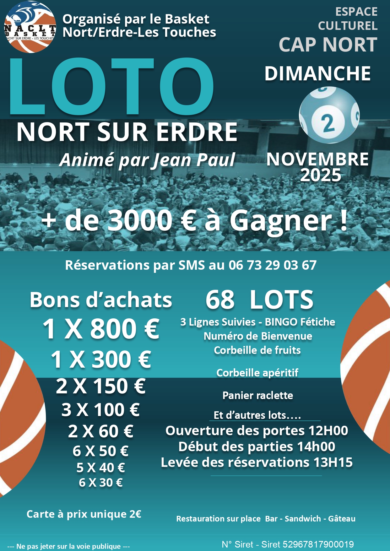 Super Loto du NACLT Basket animé par Jean-Paul 1 Flyer Loto JP du 02 11 2025 a Cap Nort page 0001