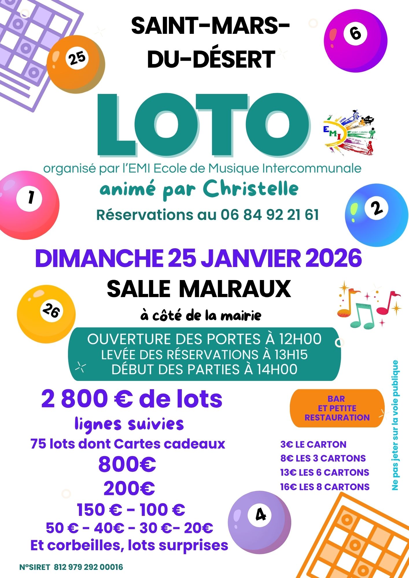 Loto de l'Ecole de Musique 1 Loto de l'Ecole de Musique 1 affiche loto StMArs 25 01 26 1