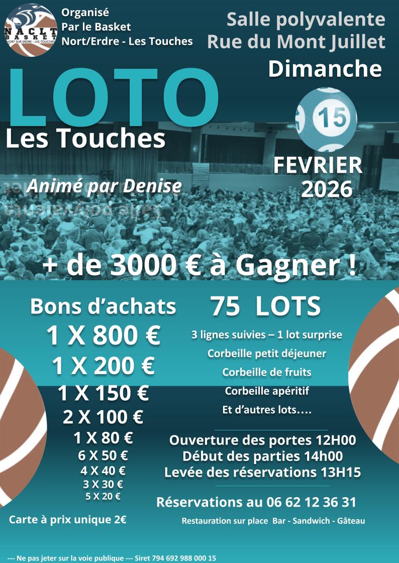 SUPER LOTO DU NACLT BASKET 1 SUPER LOTO DU NACLT BASKET 1 Denise Flyer Cap Nort