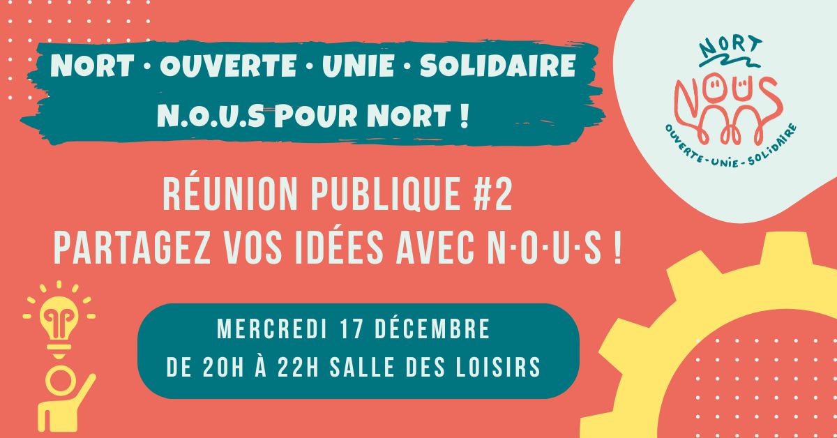 Réunion publique #2 : projet de liste citoyenne pour 2026 à Nort 1 Réunion publique #2 : projet de liste citoyenne pour 2026 à Nort 1 mercredi 17 decembre de 20h a 22h 1200 x 628