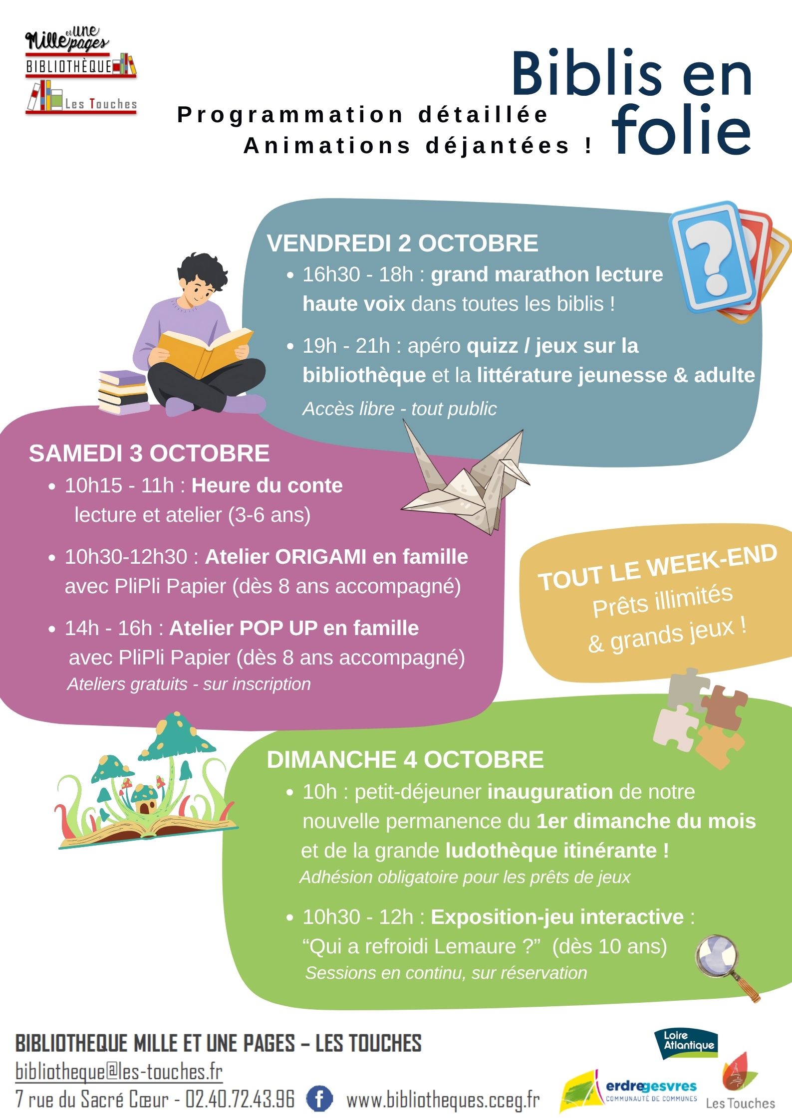 Biblis en folie à la bibliothèque des Touches 1 Affiche bibli en folie les Touches 2